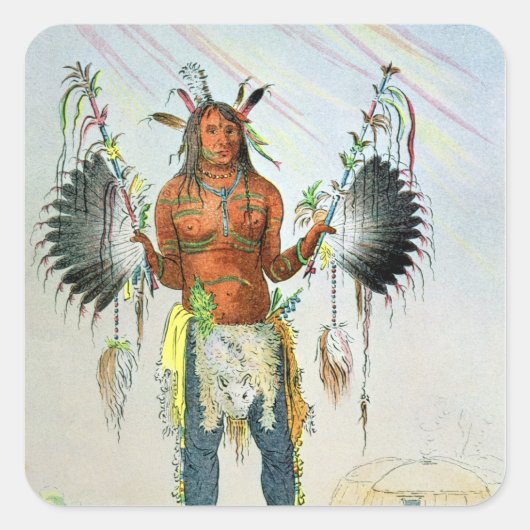 Mandan Medicine Man Vierkante Sticker (Voorkant)