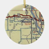 Mandan ND Old Map Keramisch Ornament (Voorkant)