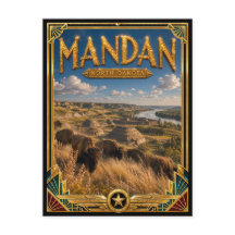 Mandan North Dakota Vintage Art Deco Gouden Tijdpe