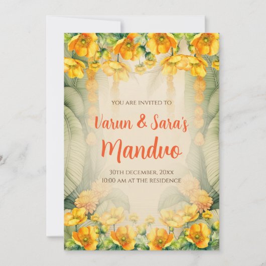 Mandap Mahurat uitnodigingen Mandvo digitale uitno (Voorkant)