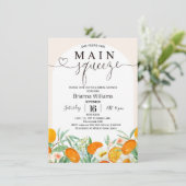 Mandarijn Bloemenboog Main Squeeze Vrijgezellenfee Kaart (Staand voorkant)