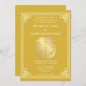 Mandarijn Ducks & Double Happiness Chinese Wedding Kaart (Voorkant / Achterkant)