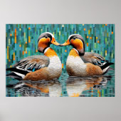 Mandarijn eend dier vogel art decor poster (Voorkant)
