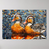 Mandarijn eend dier vogel art decor poster (Voorkant)