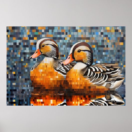 Mandarijn eend dier vogel art decor poster (Voorkant)