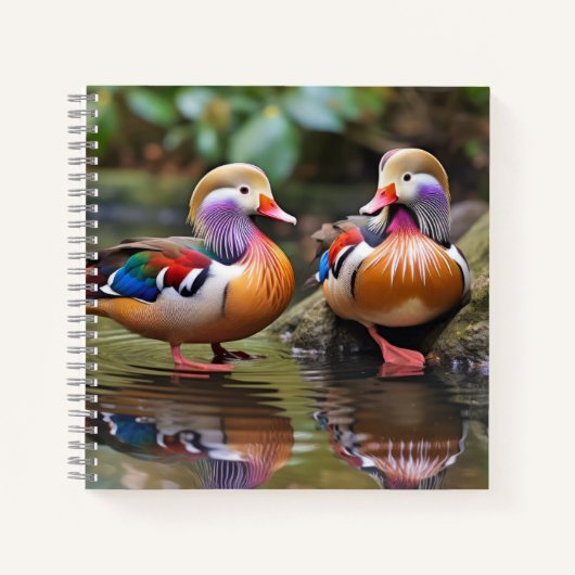 Mandarijn eend dier vogel wilde dieren wilde natuu notitieboek (Voorkant)