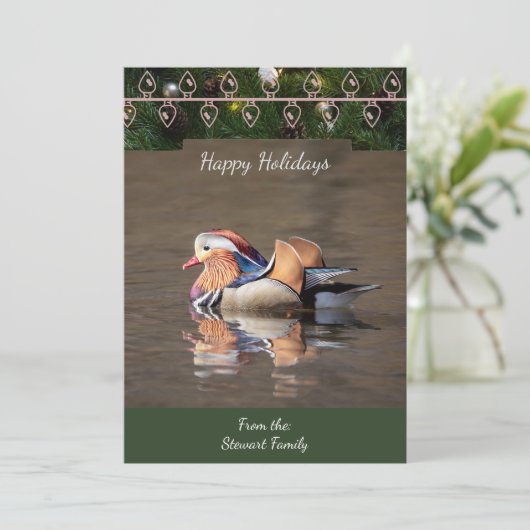 Mandarijn eend kerst Kaart (Staand voorkant)