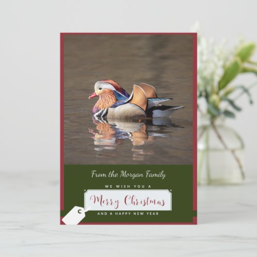 Mandarijn eend kerst Kaart (Staand voorkant)