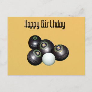 Mandarijn Gele Gras Bowling Verjaardag, Ansichtkaa Briefkaart