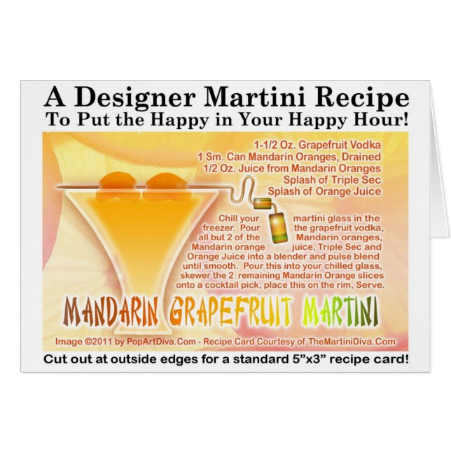 Mandarijn Grapefruit Martini Receptkaart (Voorkant Horizontaal)