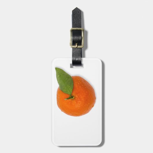 Mandarijn met groen blad bagagelabel (Voorkant verticaal)