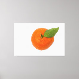 Mandarijn met groen blad canvas afdruk