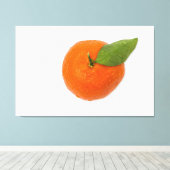 Mandarijn met groen blad canvas afdruk (Insitu (Houten vloer))