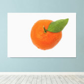 Mandarijn met groen blad canvas afdruk (Insitu (Houten vloer))