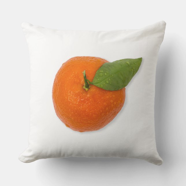 Mandarijn met groen blad kussen (Voorkant)