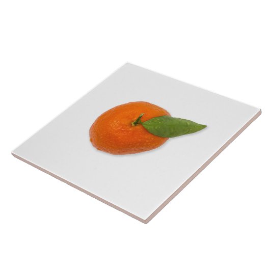 Mandarijn met groen blad tegeltje (Zijkant)