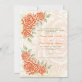  mandarijn oranje rozen huwelijksuitnodiging kaart (Voorkant)