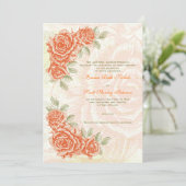 mandarijn oranje rozen huwelijksuitnodiging kaart (Staand voorkant)