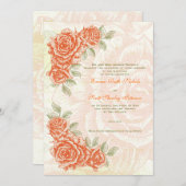 mandarijn oranje rozen huwelijksuitnodiging kaart (Voorkant / Achterkant)