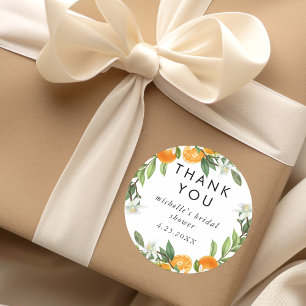 Mandarijn Oranje Waterverf Vrijgezellenfeest Dank  Ronde Sticker