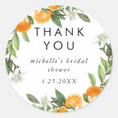 Mandarijn Oranje Waterverf Vrijgezellenfeest Dank  Ronde Sticker (Voorkant)