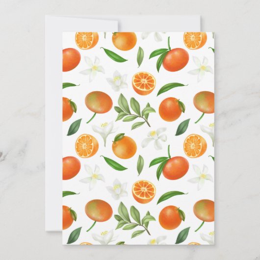 Mandarijn Sinaasappel Botanische Elegante Huwelijk Kaart (Achterkant)