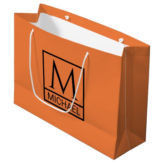 Mandarijn Sinaasappel Cadeautas met Initiaal & Naa (Voorkant Gekanteld)