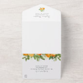 Mandarijn Sinaasappel Waterverf Bruiloft All In One Uitnodiging (Buitenkant)