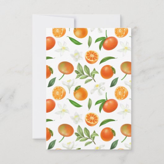 Mandarijn Sinaasappel Waterverf Bruiloft Info Kaart (Achterkant)