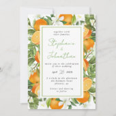 Mandarijn Sinaasappel Waterverf Bruiloft Kaart (Voorkant)