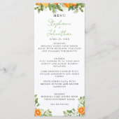 Mandarijn Sinaasappel Waterverf Bruiloft Menu (Voorkant)