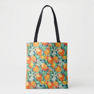 Mandarijn Sinaasappel: Waterverf Retro Illustratie Tote Bag