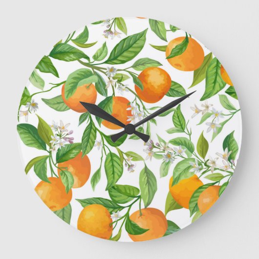 Mandarijn: Tropisch kleurrijk patroon Grote Klok (Voorkant)