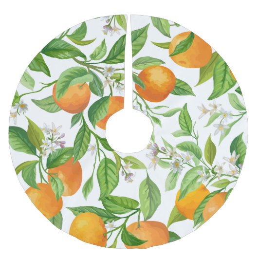 Mandarijn: Tropisch kleurrijk patroon Kerstboom Rok (Voorkant)