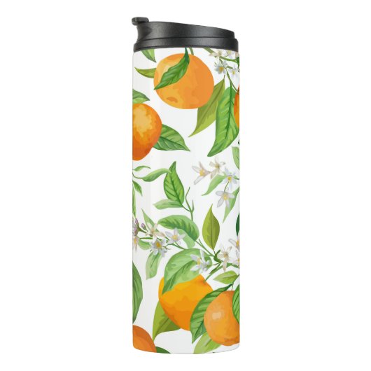 Mandarijn: Tropisch kleurrijk patroon Thermosbeker (Geroteerd rechts)