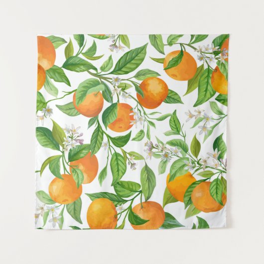 Mandarijn: Tropisch kleurrijk patroon Wandkleed (Voorkant)