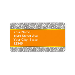 Mandarijn Zwart Paisley Etiket