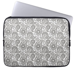 Mandarijn Zwart Paisley Laptop Sleeve