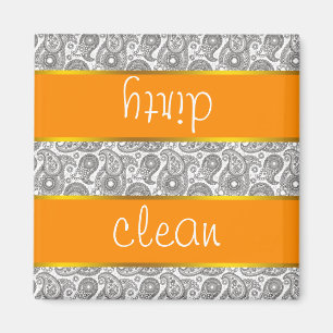 Mandarijn Zwart Paisley Magneet