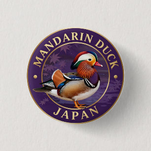 🦆 Mandarijneend Japanse natuur Ronde Button 3,2 Cm