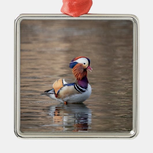 Mandarijneend Metalen Ornament (Voorkant)