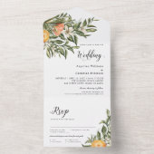 mandarijnenbloeiende citrus | Greenery Wedding All In One Uitnodiging (Binnen)