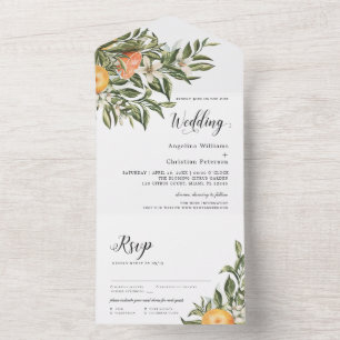 mandarijnenbloeiende citrus   Greenery Wedding All In One Uitnodiging