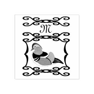 Mandarijnenillustratie monogram rubberstempel