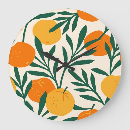 Mandarijnmozaïek: Trendy Citrus Chic Grote Klok (Voorkant)
