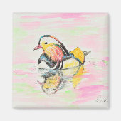 Mandarijnse duck Ink en Waterverf Schilderen Magneet (Voorkant)