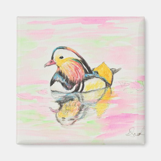 Mandarijnse duck Ink en Waterverf Schilderen Magneet (Voorkant)