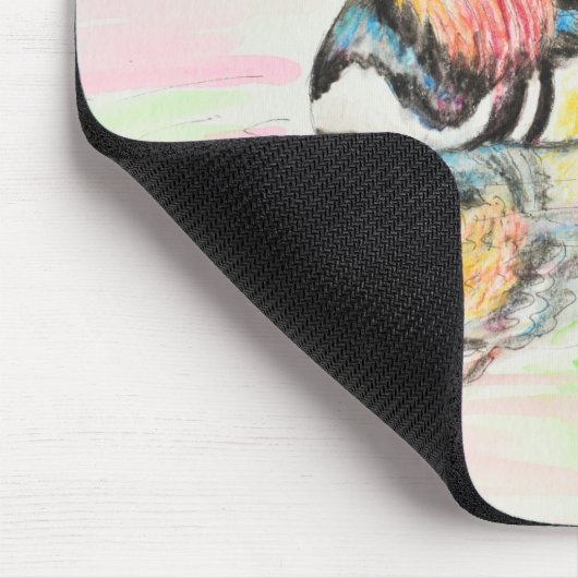 Mandarijnse duck Ink en Waterverf Schilderen Muismat (Hoek)