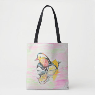 Mandarijnse duck Ink en Waterverf Schilderen Tote Bag