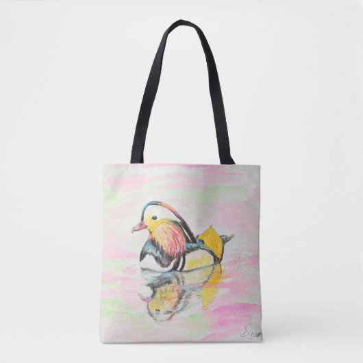 Mandarijnse duck Ink en Waterverf Schilderen Tote Bag (Voorkant)